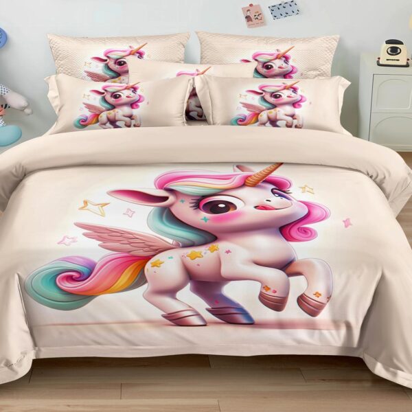 160×200 Komplet pościeli z prześcieradłem unicorn