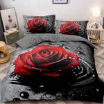 140×200 Komplet pościeli z prześcieradłem w kwiaty