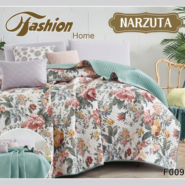 160x200 Narzuta dwustronna w kwiaty
