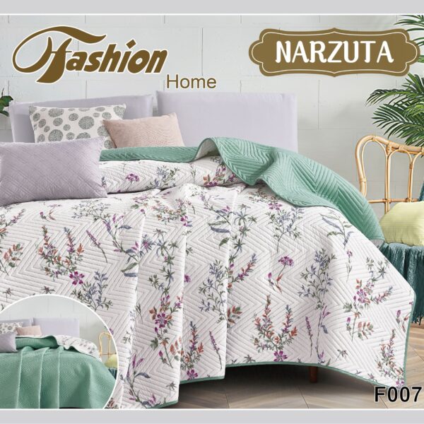 160x200 Narzuta dwustronna w kwiaty