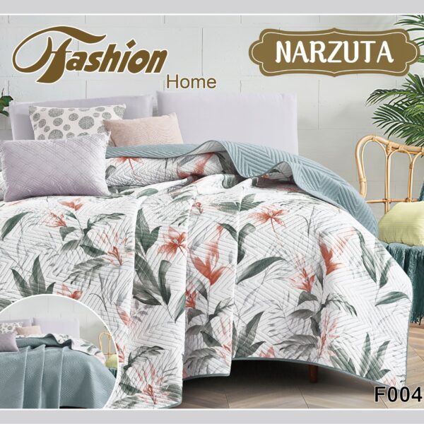 160x200 Narzuta dwustronna w kwiaty