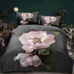 140×200 Komplet pościeli z prześcieradłem w kwiaty