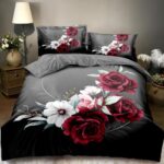 140×200 Komplet pościeli z prześcieradłem w kwiaty