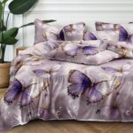 180×200 Komplet pościeli z prześcieradłem w motyle