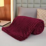 200x220 Koc pluszowy mikrofibra - Harmonia bordo