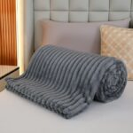 200x220 Koc pluszowy mikrofibra - Harmonia ciemny szary