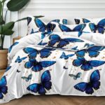180×200 Komplet pościeli z prześcieradłem w motyle