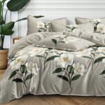 140×200 Komplet pościeli z prześcieradłem w kwiaty