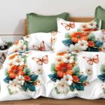 200X220 Komplet pościeli dwustronnej z prześcieradłem w kwiaty