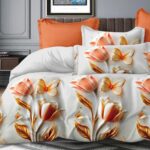 200X220 Komplet pościeli dwustronnej z prześcieradłem w kwiaty