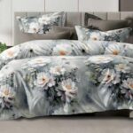 200X220 Komplet pościeli z prześcieradłem w kwiaty