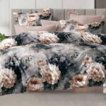 160×200 Komplet pościeli dwustronnej z prześcieradłem w kwiaty