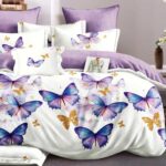 200X220 Komplet pościeli dwustronnej z prześcieradłem w motyle