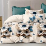 200X220 Komplet pościeli dwustronnej z prześcieradłem w kwiaty