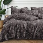 140×200 Komplet pościeli z prześcieradłem w gałązki